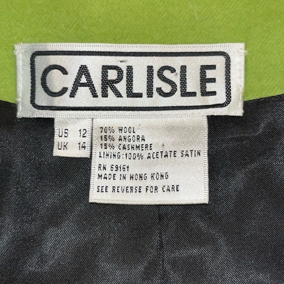Carlisle wool cashmere green blazer women’s size 12 large spring career business - Picture 7 of 8